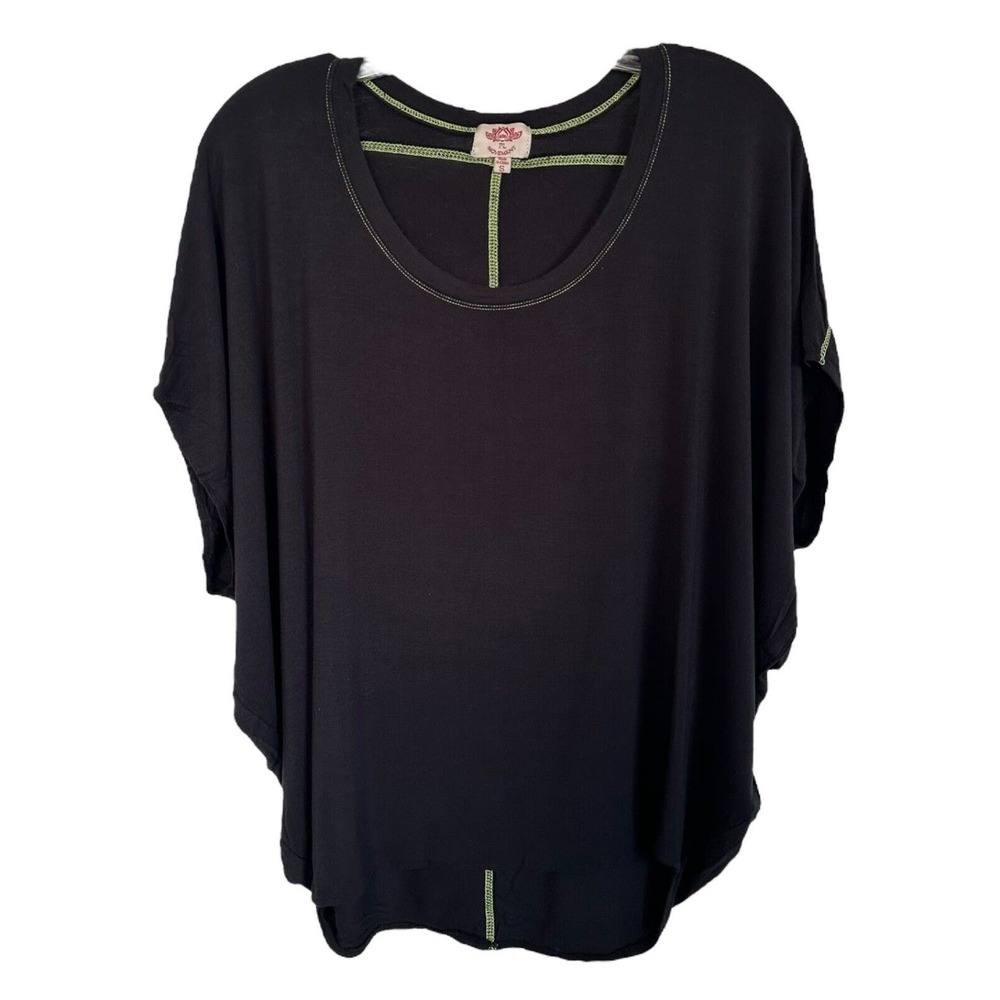 PL Movement Women's Activewear Top Soft Rayon Relax Fit Bat Sleeve Size S Black